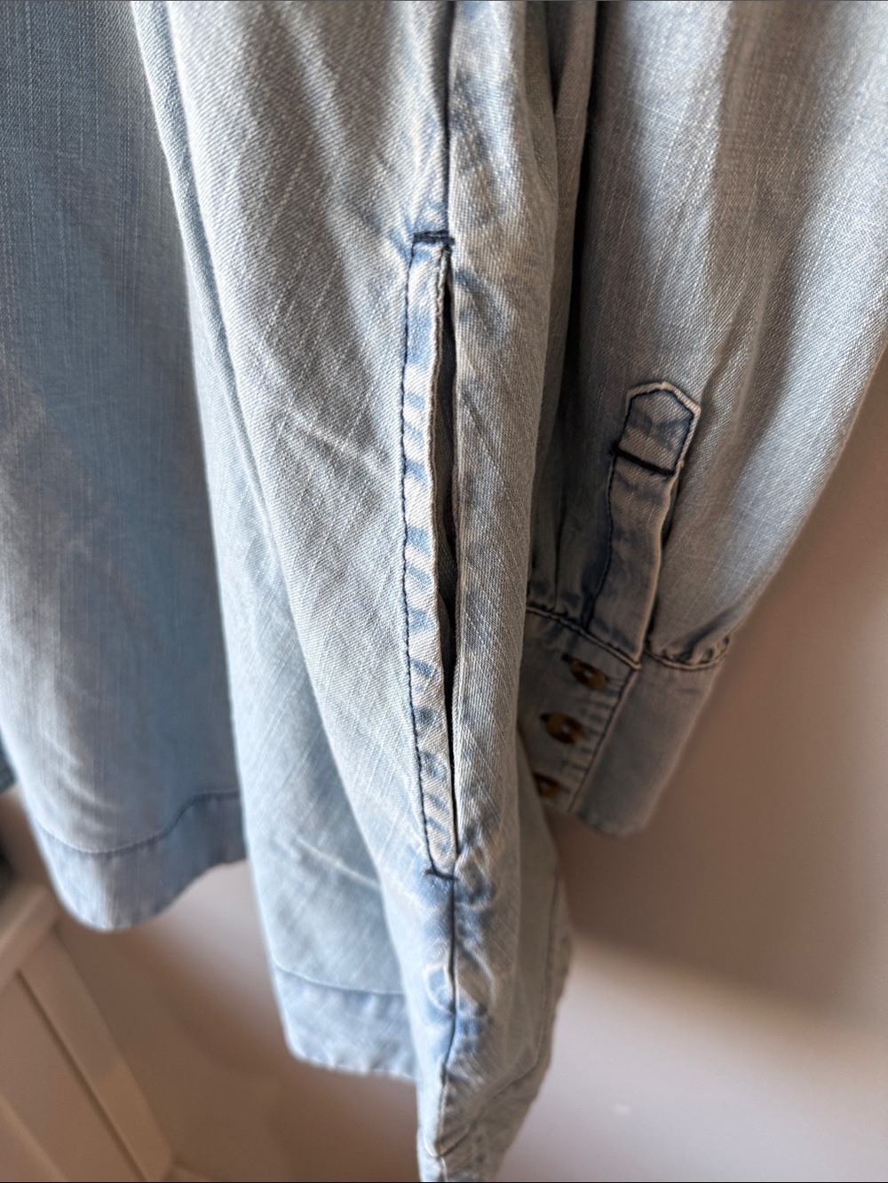 Free People Find Me Now denim Blue Smocked Yoke Denim Mini Dress Small - Picture 3 of 8